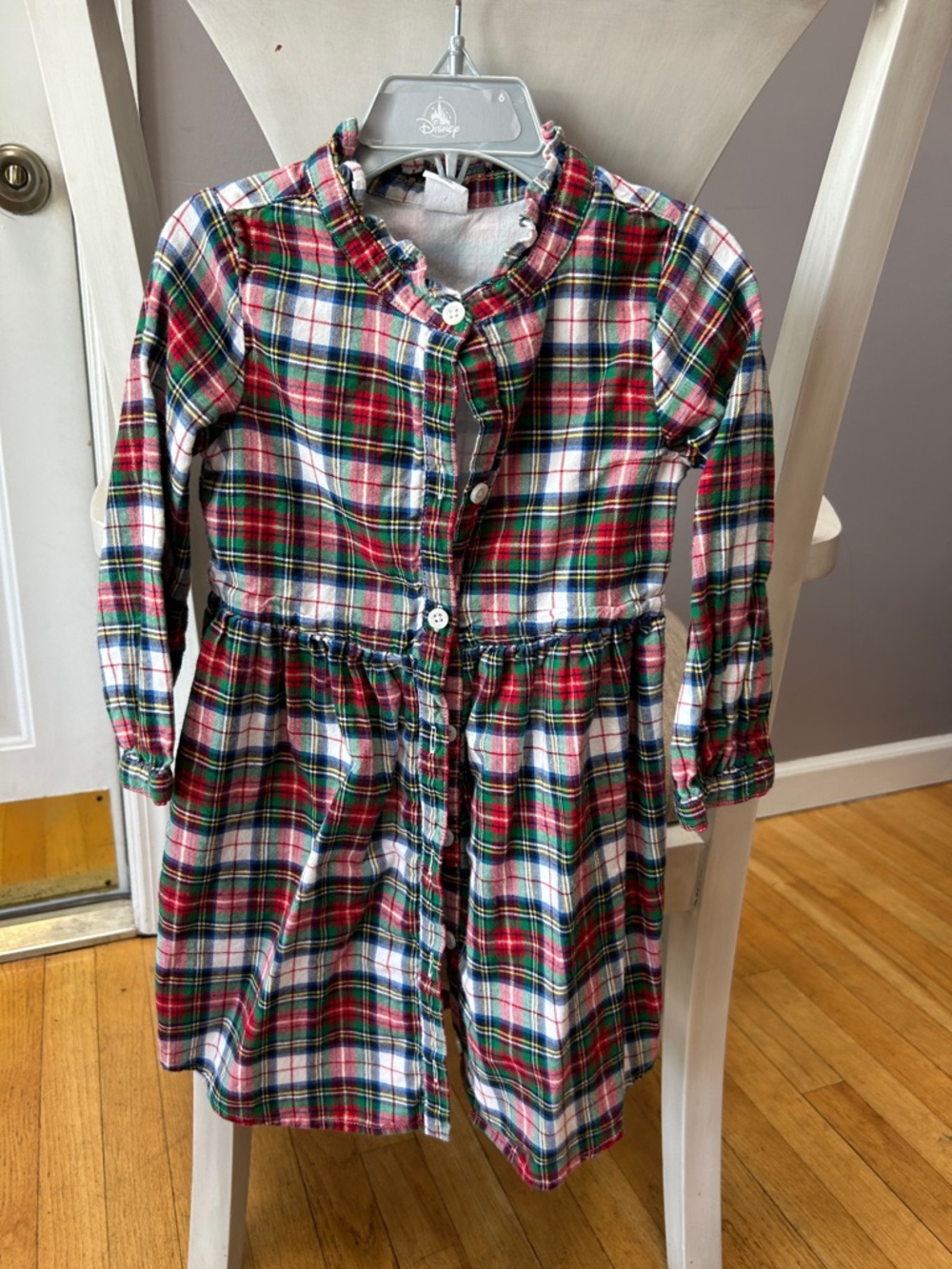GAP Red Green White Plaid Button-Front Casual Dress